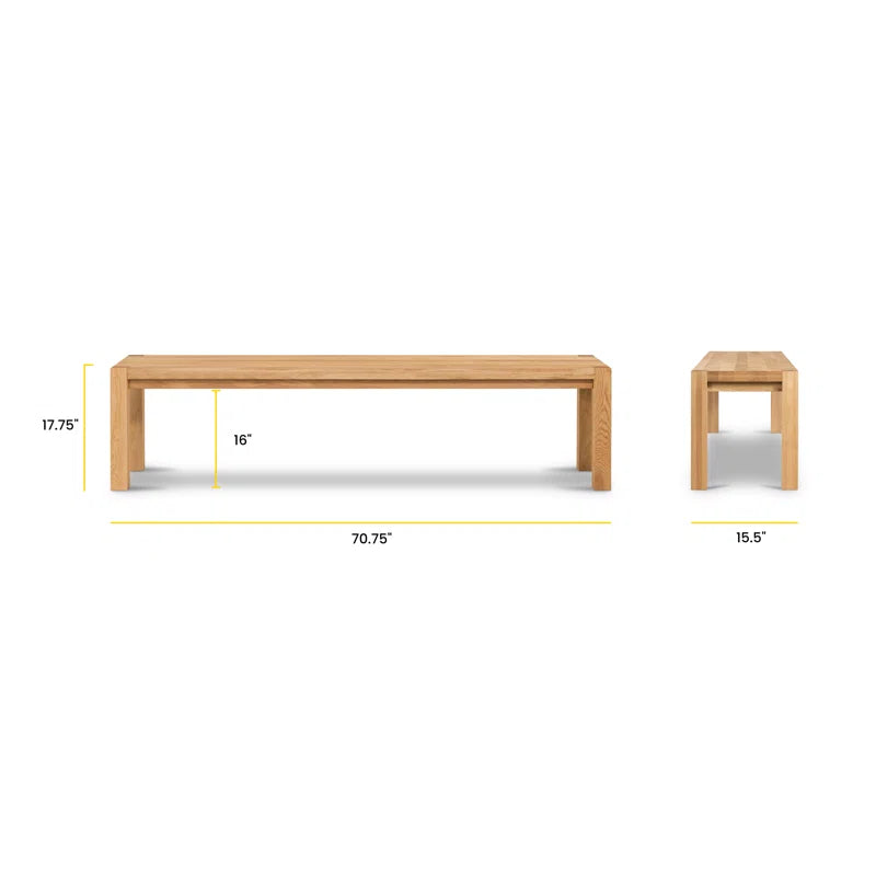 Mahino Solid Oak Bench -Wooden Bazar
