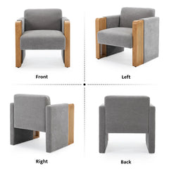 Wide Modern Upholstered Rattan Accent Armchair