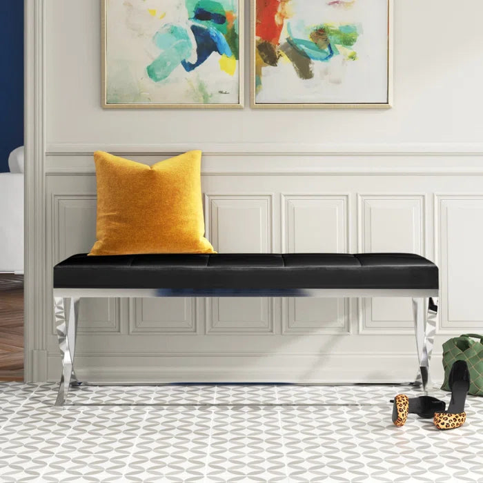 Zakio Faux Leather Upholstered Bench - Wooden Bazar