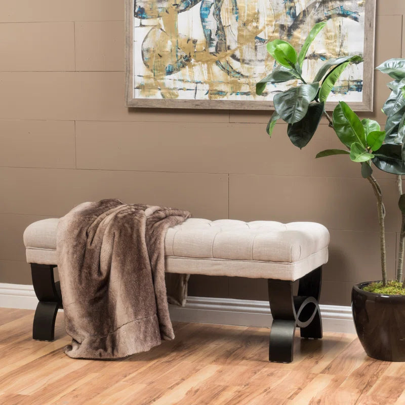 Ashuner  Polyester Upholstered Bench - Wooden Bazar