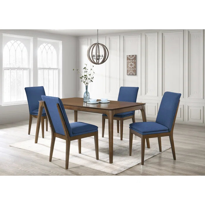 Haloty 4 Seater Dining Table Set with Upholstered Chair - Wooden Bazar