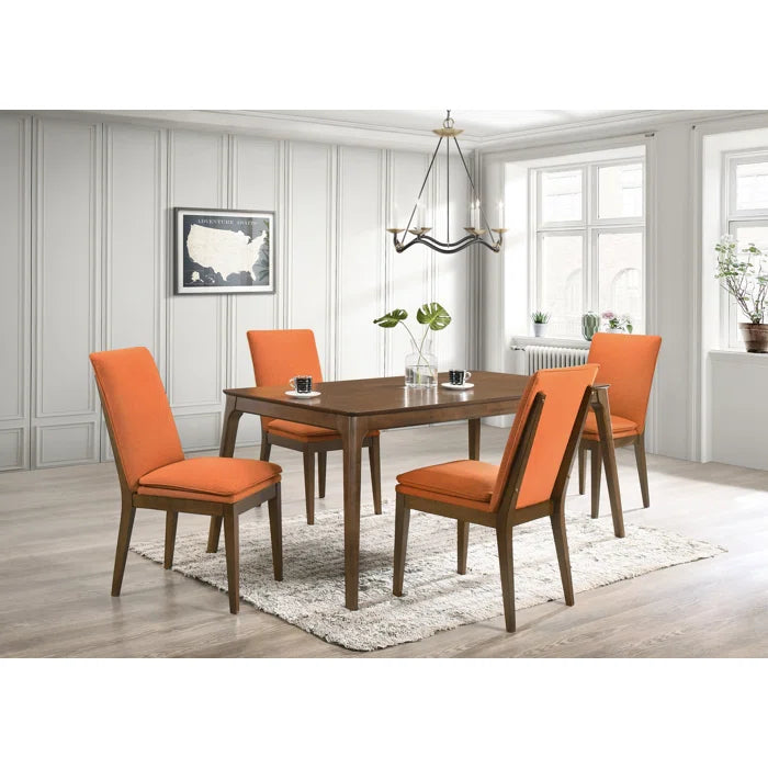 Haloty 4 Seater Dining Table Set with Upholstered Chair - Wooden Bazar