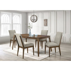 Haloty 4 Seater Dining Table Set with Upholstered Chair - Wooden Bazar