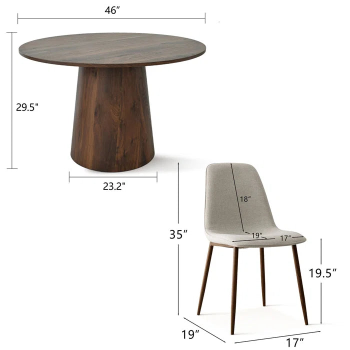 Blwinder  5 - Piece Round Pedestal Dining Table Set