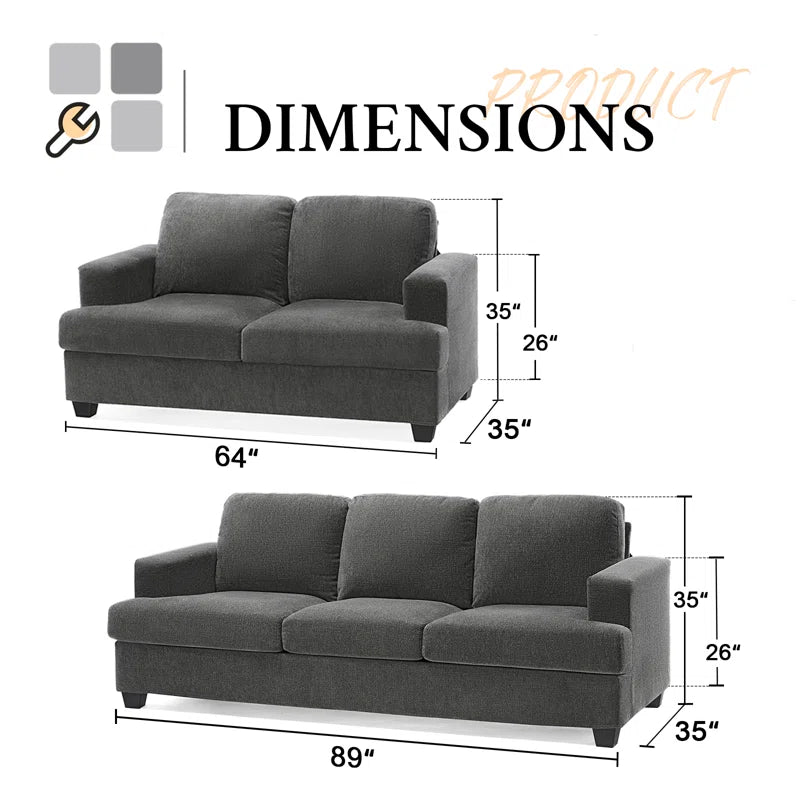 Berlindeo 2 - Piece Living Room Luxury Sofa Set