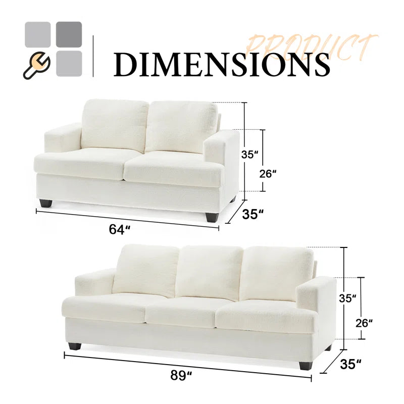 Berlindeo 2 - Piece Living Room Luxury Sofa Set