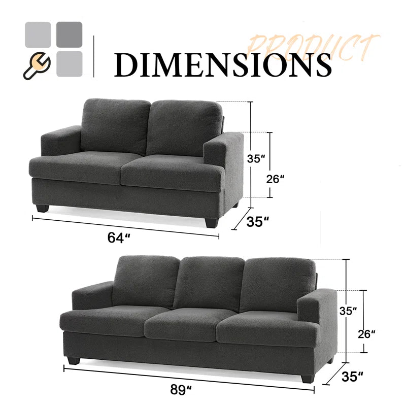 Berlindeo 2 - Piece Living Room Luxury Sofa Set