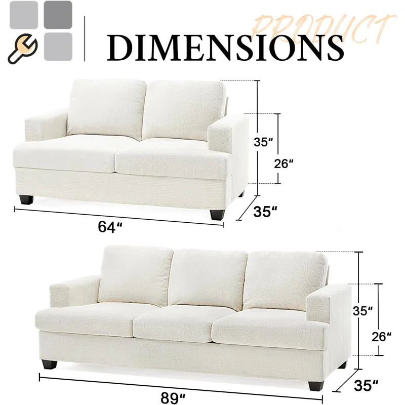 Berlindeo 2 - Piece Living Room Luxury Sofa Set