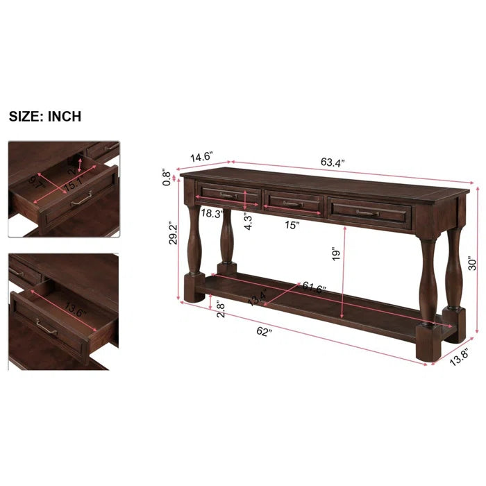 Berthena 63.4'' Console Table  - Wooden Bazar
