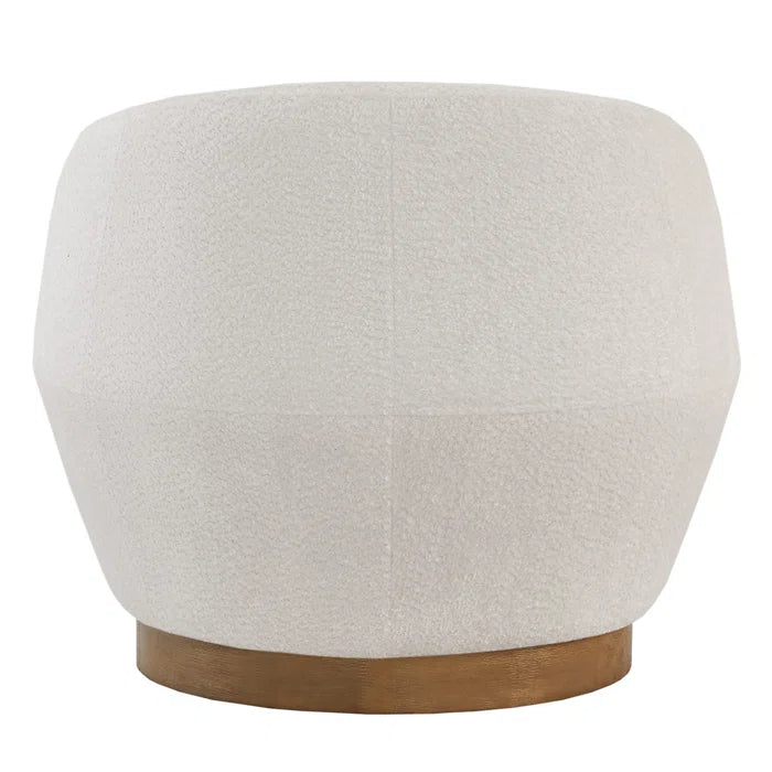 Mallakam Boucle Upholstered Swivel Barrel Chair  - Wooden Bazar