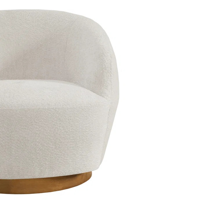 Mallakam Boucle Upholstered Swivel Barrel Chair  - Wooden Bazar