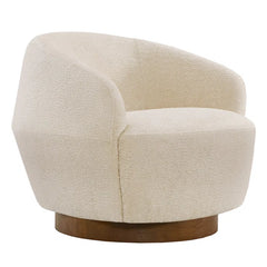 Mallakam Boucle Upholstered Swivel Barrel Chair  - Wooden Bazar