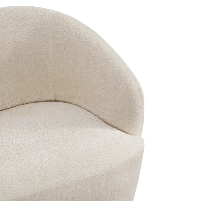 Mallakam Boucle Upholstered Swivel Barrel Chair  - Wooden Bazar