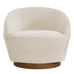 Mallakam Boucle Upholstered Swivel Barrel Chair  - Wooden Bazar