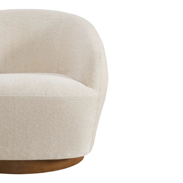 Mallakam Boucle Upholstered Swivel Barrel Chair  - Wooden Bazar