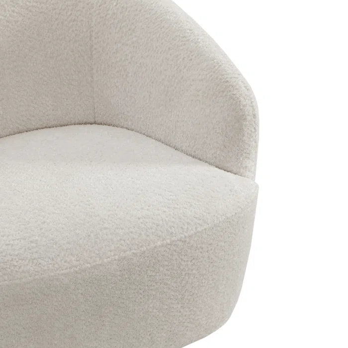 Mallakam Boucle Upholstered Swivel Barrel Chair  - Wooden Bazar