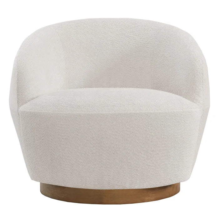 Mallakam Boucle Upholstered Swivel Barrel Chair  - Wooden Bazar