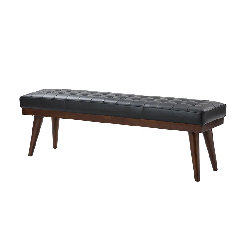 Lianz Genuine Leather Upholstered Bench - wooden Bazar