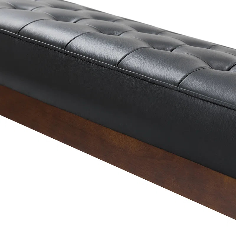 Lianz Genuine Leather Upholstered Bench - wooden Bazar