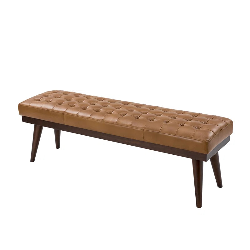 Lianz Genuine Leather Upholstered Bench - wooden Bazar