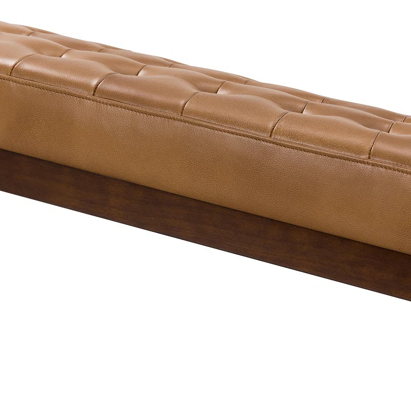 Lianz Genuine Leather Upholstered Bench - wooden Bazar