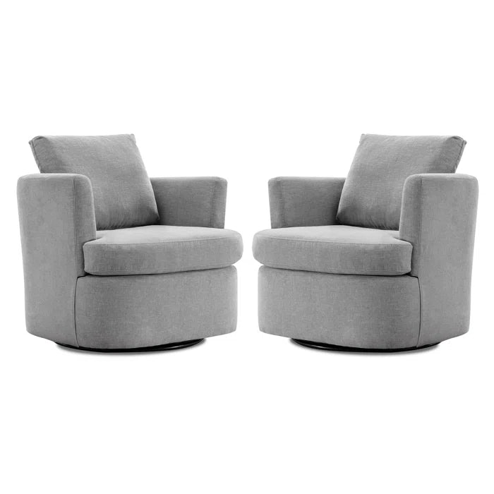 Daxetrewe Upholstered Swivel Barrel Chair (Set of 2) - Wooden Bazar