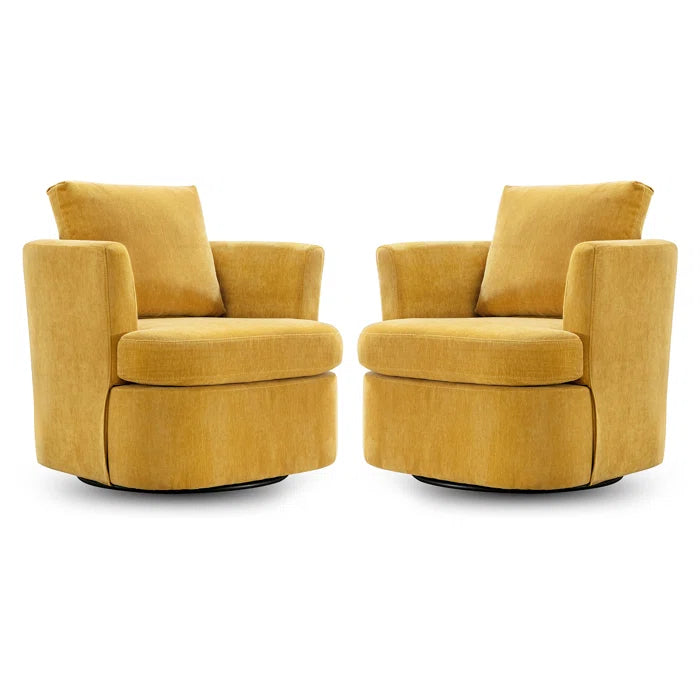 Daxetrewe Upholstered Swivel Barrel Chair (Set of 2) - Wooden Bazar