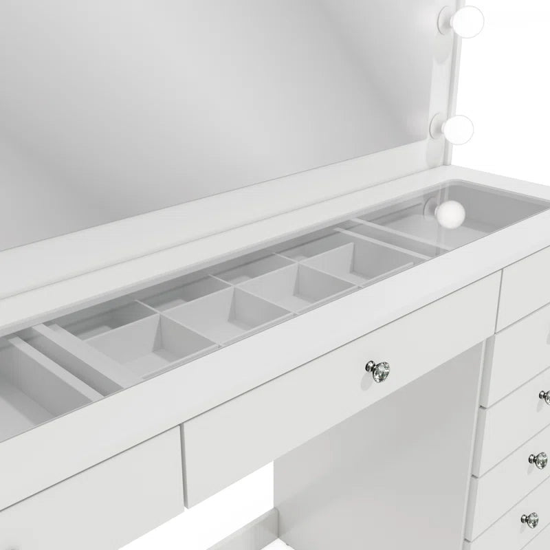 Ketevan Extra-Large Makeup Vanity with Lights Bulbs Built-in and Big Mirror