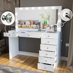Ketevan Extra-Large Makeup Vanity with Lights Bulbs Built-in and Big Mirror