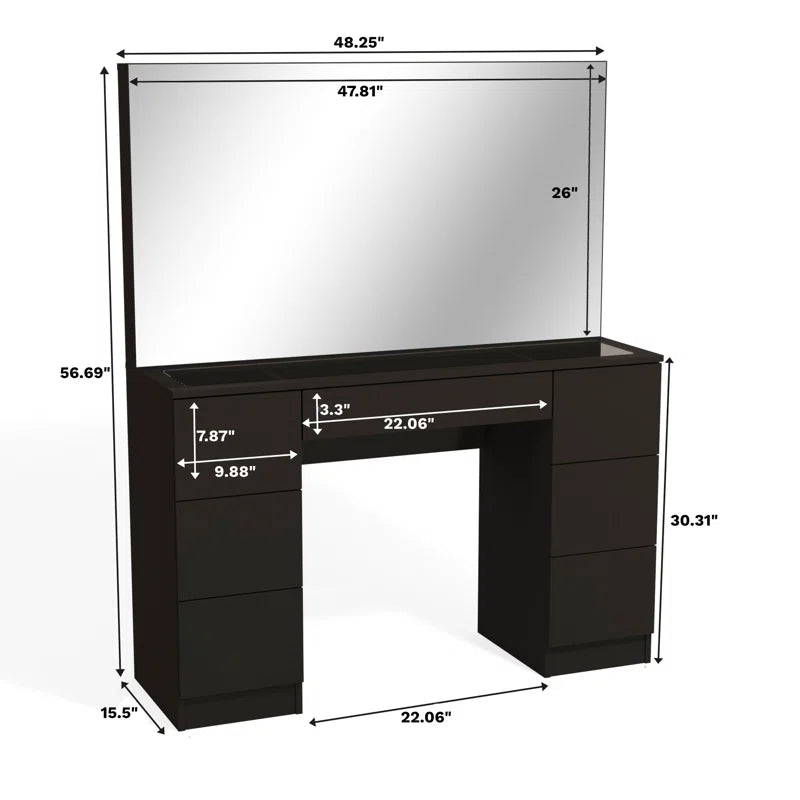 Shortinen Venus Large Modern Makeup Vanity with Wide Mirror