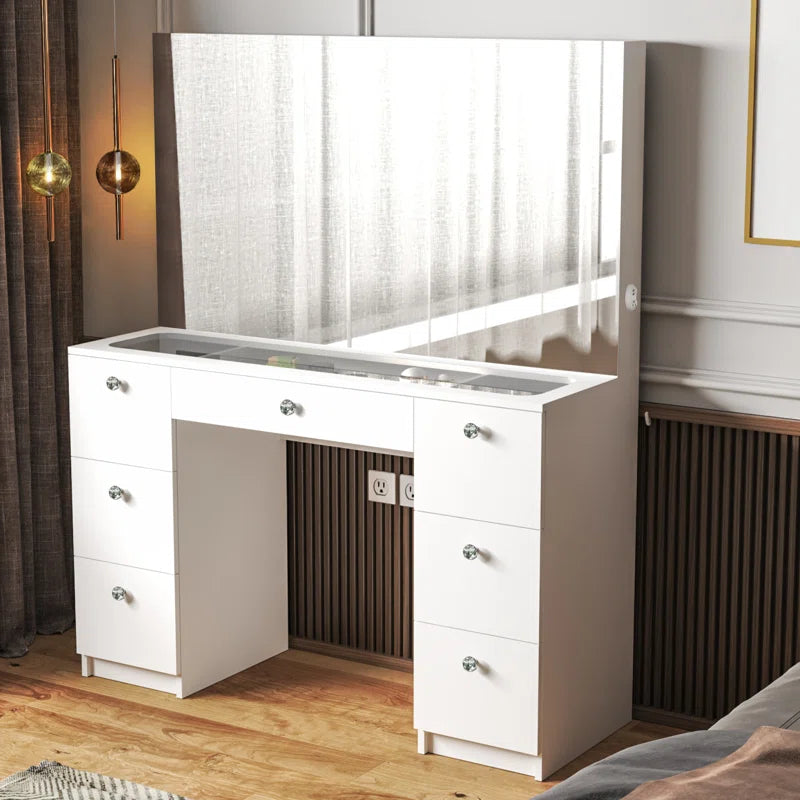 Shortinen Venus Large Modern Makeup Vanity with Wide Mirror