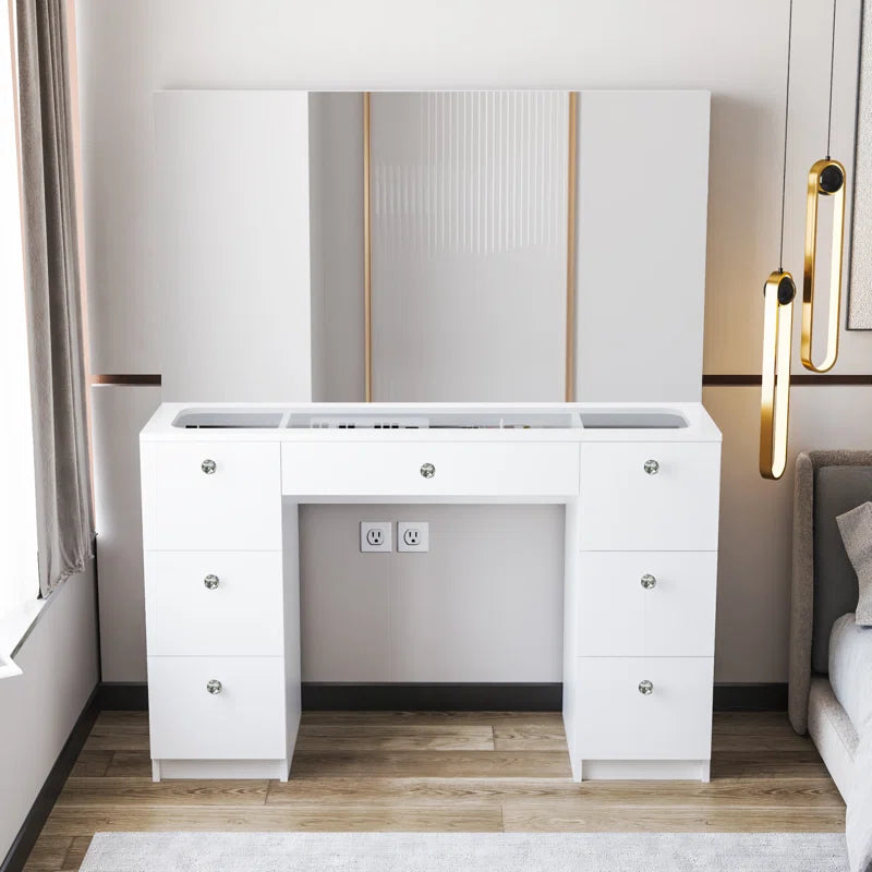Shortinen Venus Large Modern Makeup Vanity with Wide Mirror