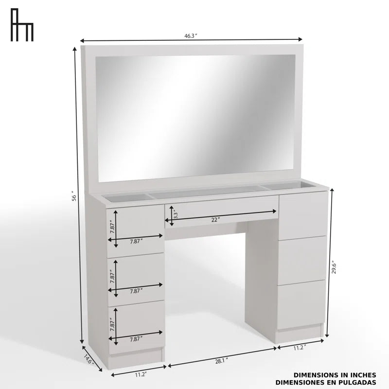 Shortinen Venus Large Modern Makeup Vanity with Wide Mirror