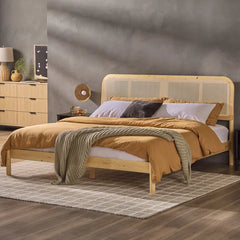 Curved Rattan King-Size Bed – Timeless Natural Texture