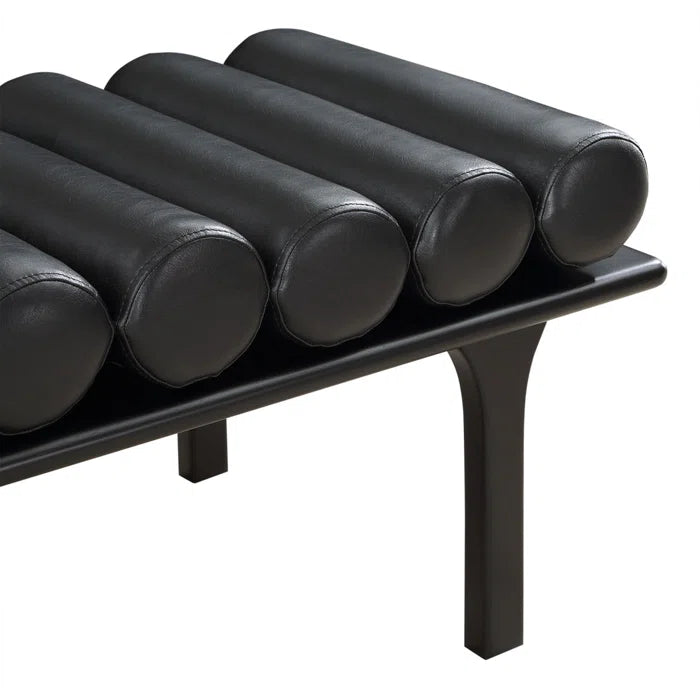 Qaltun Vegan Leather Upholstered Bench - Wooden Bazar