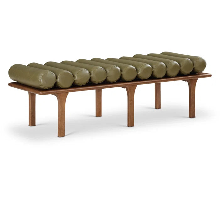 Qaltun Vegan Leather Upholstered Bench - Wooden Bazar