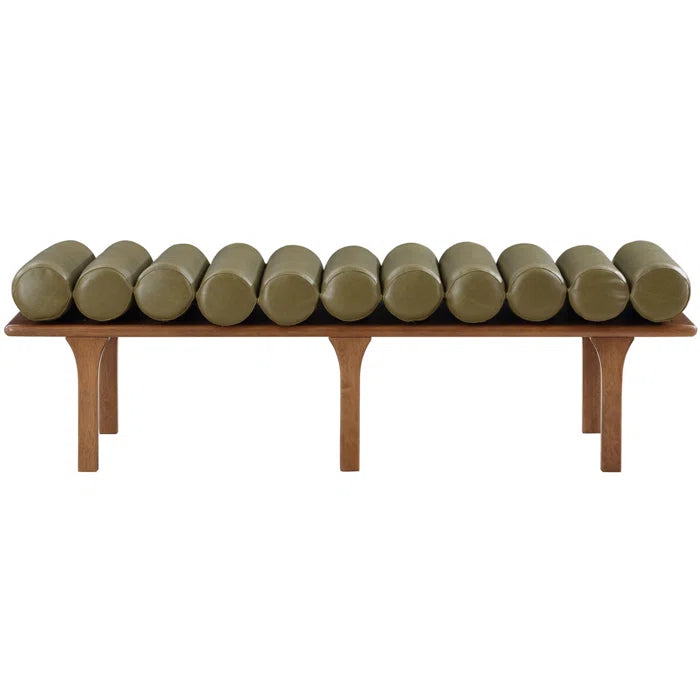 Qaltun Vegan Leather Upholstered Bench - Wooden Bazar