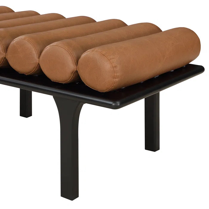 Qaltun Vegan Leather Upholstered Bench - Wooden Bazar