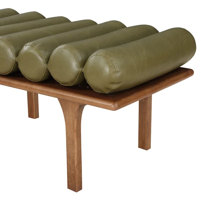 Qaltun Vegan Leather Upholstered Bench - Wooden Bazar