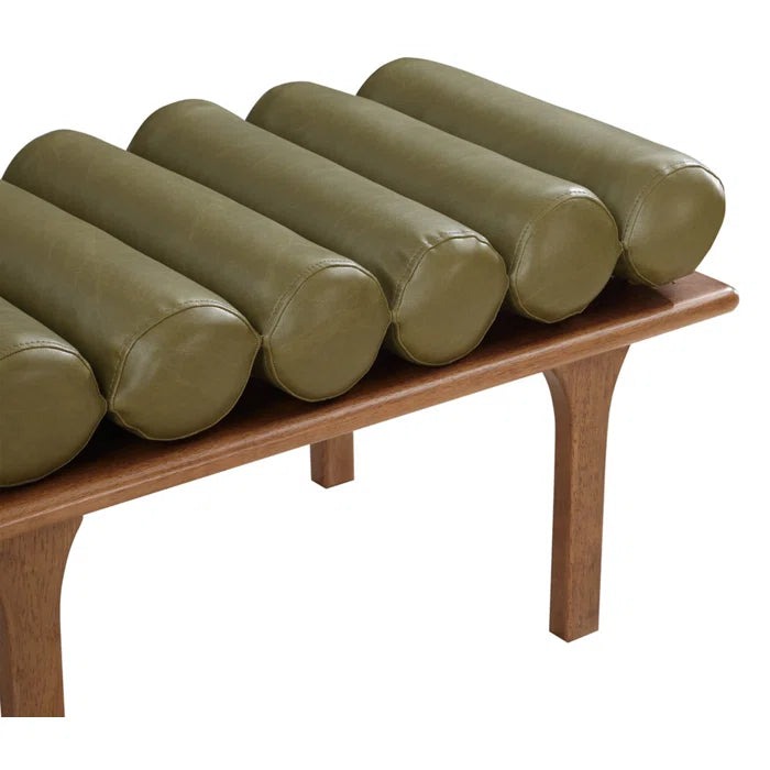 Qaltun Vegan Leather Upholstered Bench - Wooden Bazar