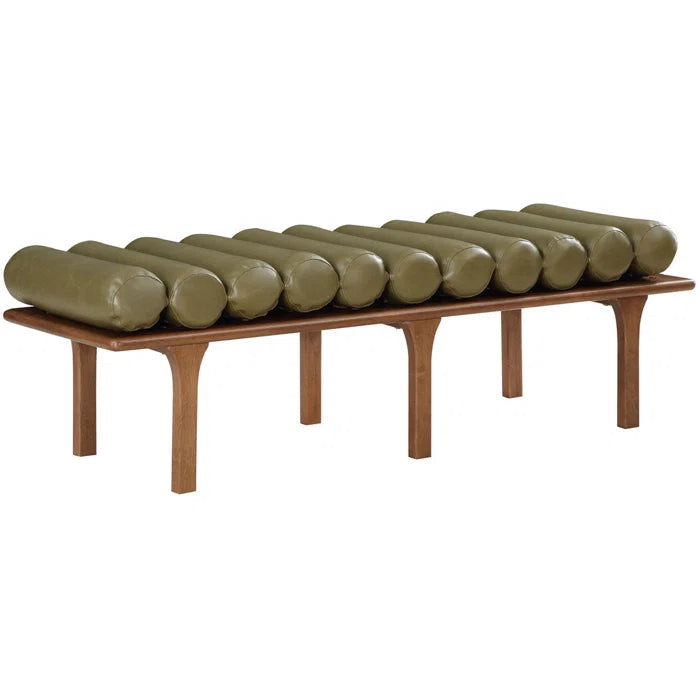 Qaltun Vegan Leather Upholstered Bench - Wooden Bazar