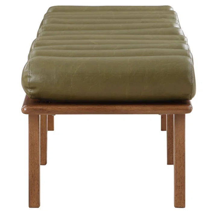 Qaltun Vegan Leather Upholstered Bench - Wooden Bazar