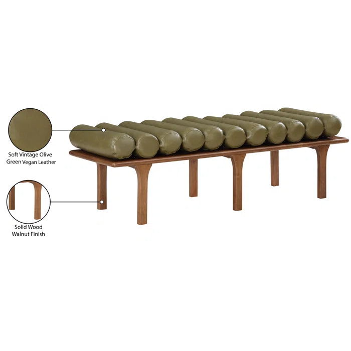 Qaltun Vegan Leather Upholstered Bench - Wooden Bazar