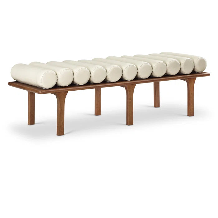 Qaltun Vegan Leather Upholstered Bench - Wooden Bazar