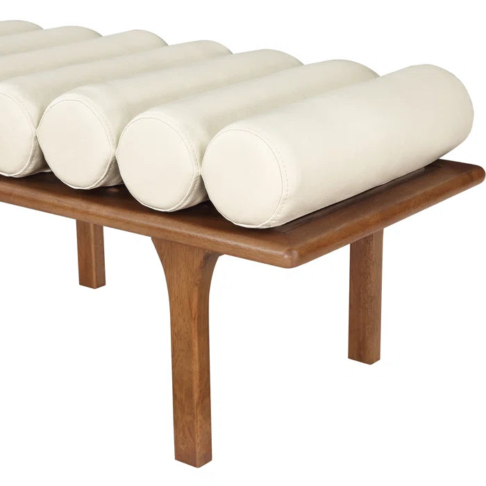 Qaltun Vegan Leather Upholstered Bench - Wooden Bazar