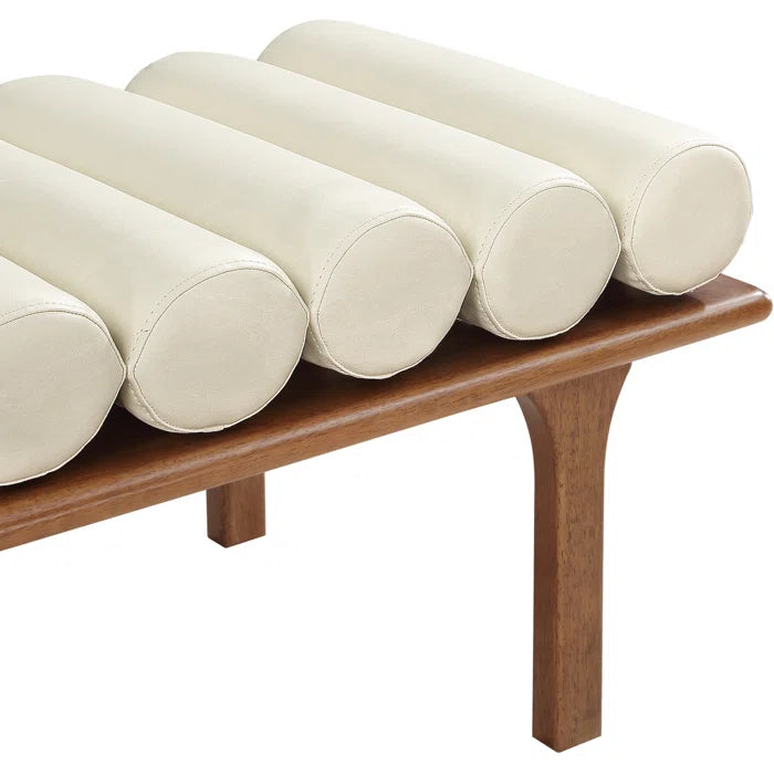 Qaltun Vegan Leather Upholstered Bench - Wooden Bazar