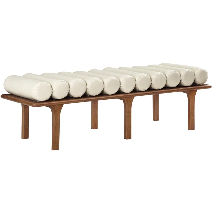 Qaltun Vegan Leather Upholstered Bench - Wooden Bazar