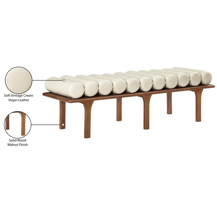 Qaltun Vegan Leather Upholstered Bench - Wooden Bazar