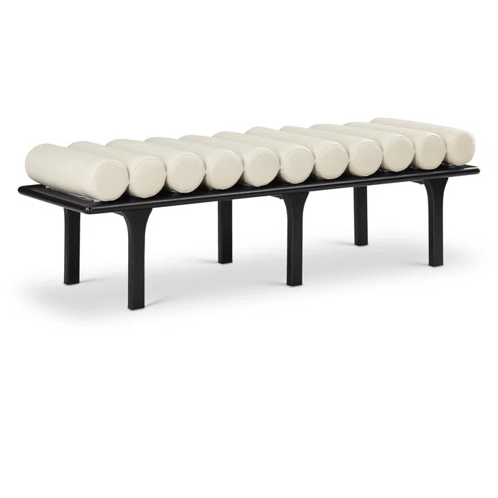 Qaltun Vegan Leather Upholstered Bench - Wooden Bazar