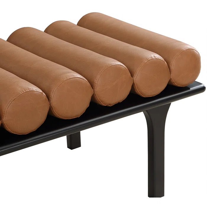 Qaltun Vegan Leather Upholstered Bench - Wooden Bazar